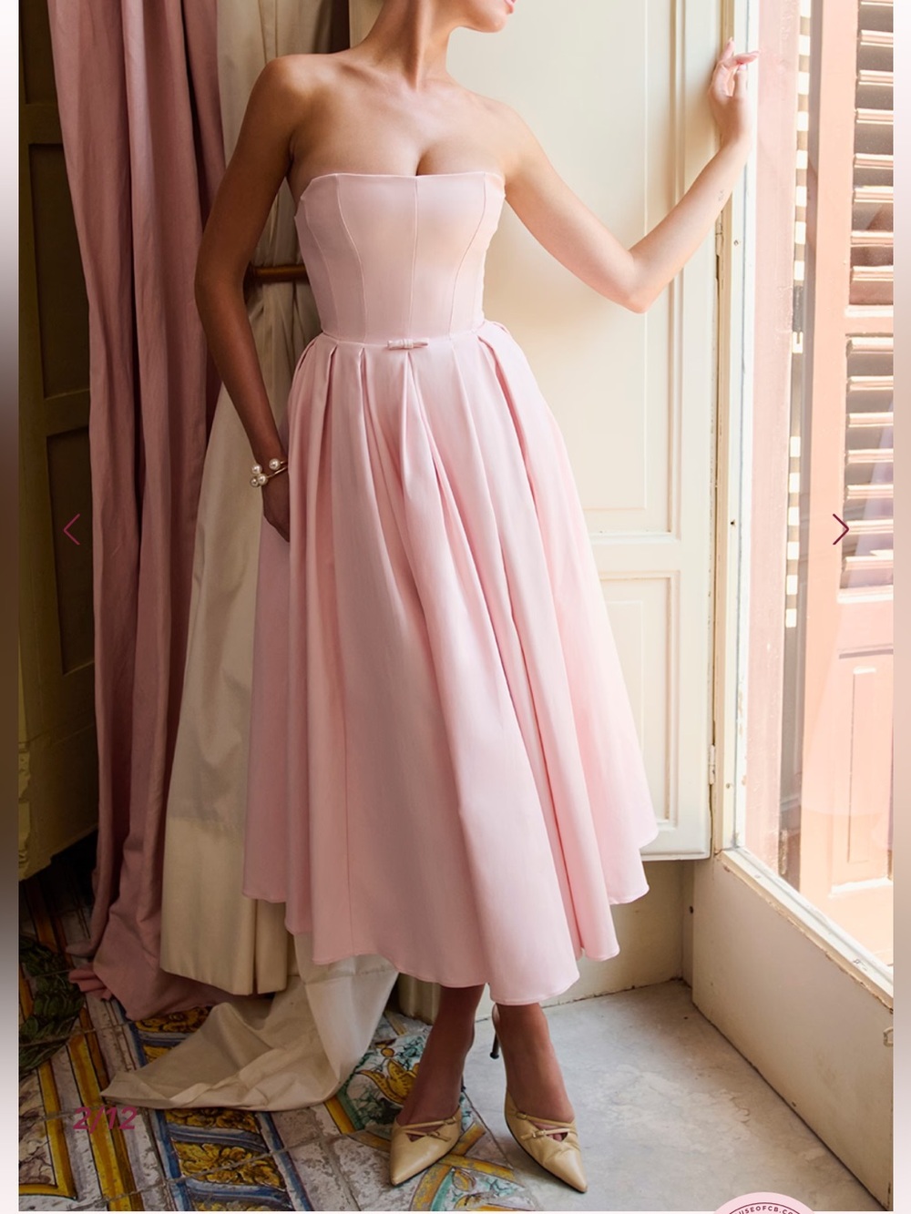 house Of CB CONTESSAParisian PinkStraplessCorset Midi Dress,Sz M,new Without Tag - Picture 2 of 12